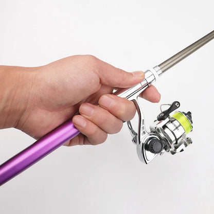 Outdoor Stream Portable Pocket Telescopic Mini Fishing Rod Pole with Reel Wheel