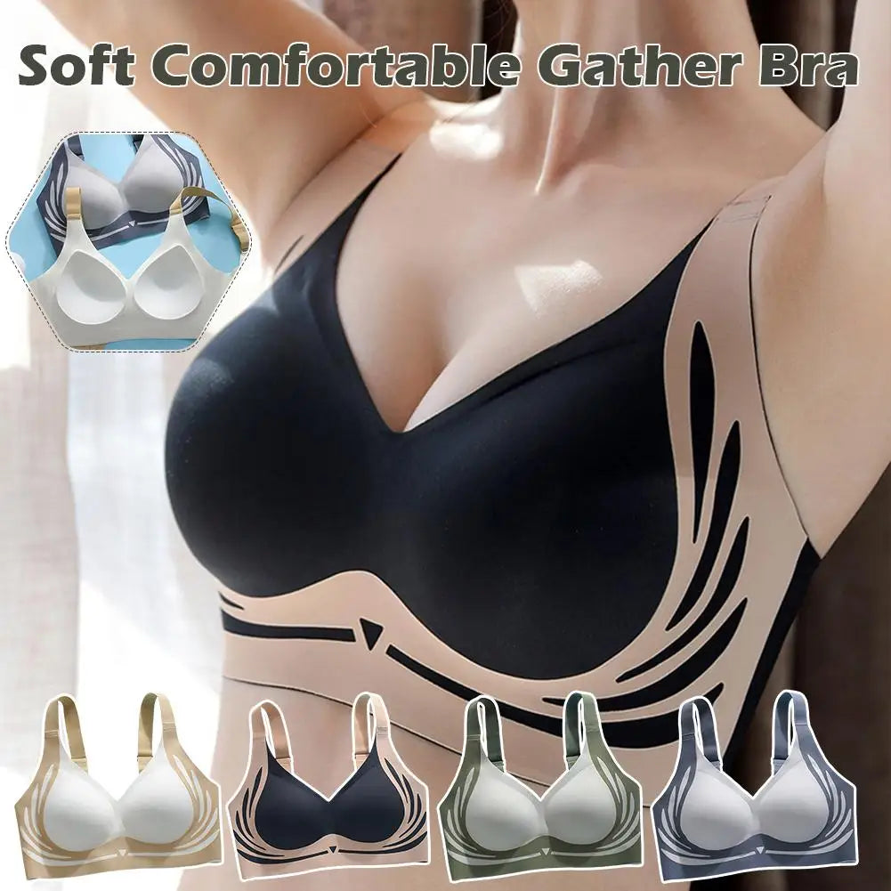 New Soft Sexy Underwear Women Bra Wireless Gathered Comfort V Brassiere Push up Lingerie Bralette for Women Seamleass Bras