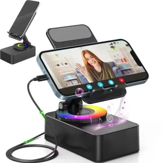 Wireless Desktop Bluetooth Speaker Universal Mobile Phone Holder with 360 Degree Rotating Portable Power Bank Charge for Home