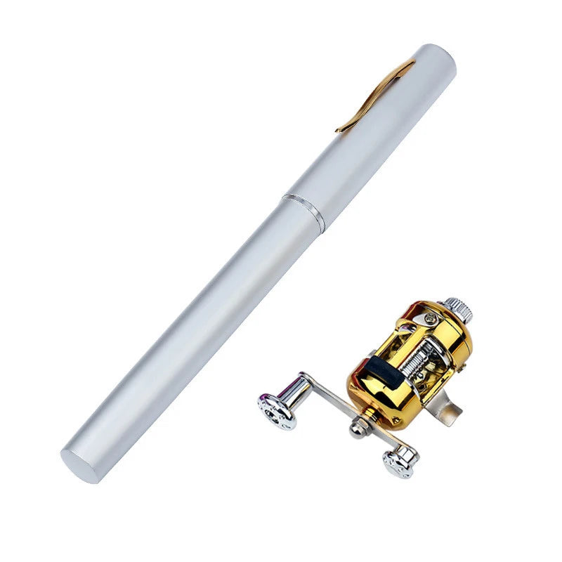 Outdoor Stream Portable Pocket Telescopic Mini Fishing Rod Pole with Reel Wheel