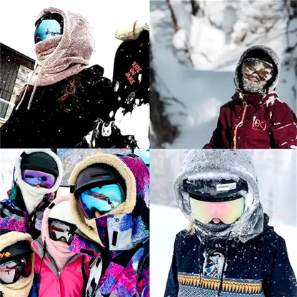 High Quality Arctic Velvet Sherpa Hood Ski Mask Adjustable 3 in 1 Warm Hood Warm Tool Thicken Neck Warm Hooded Men Women