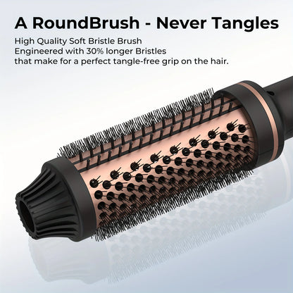 Wavy Thermal Brush, Hot Hair Brush, Blowout Dryer Brush Ionic Heated round Brush for Natural Curls Dual Voltage Thermal round Brush, Easy to Use Hair Styling Tool for Women & Girls