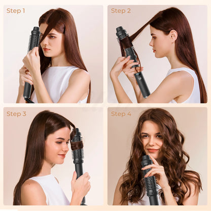 Wavy Thermal Brush, Hot Hair Brush, Blowout Dryer Brush Ionic Heated round Brush for Natural Curls Dual Voltage Thermal round Brush, Easy to Use Hair Styling Tool for Women & Girls