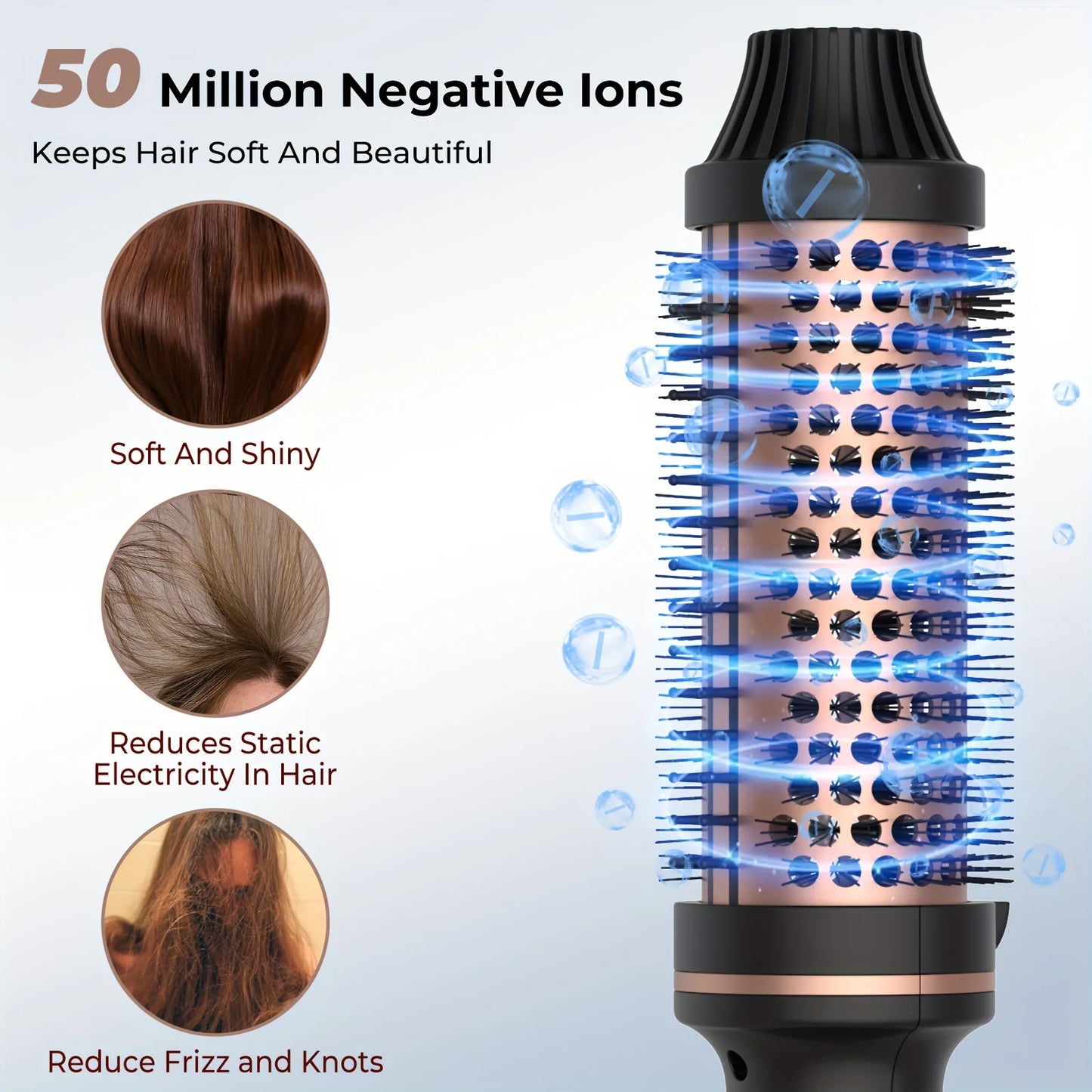 Wavy Thermal Brush, Hot Hair Brush, Blowout Dryer Brush Ionic Heated round Brush for Natural Curls Dual Voltage Thermal round Brush, Easy to Use Hair Styling Tool for Women & Girls