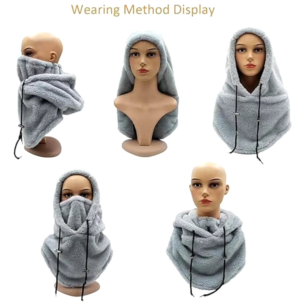 High Quality Arctic Velvet Sherpa Hood Ski Mask Adjustable 3 in 1 Warm Hood Warm Tool Thicken Neck Warm Hooded Men Women