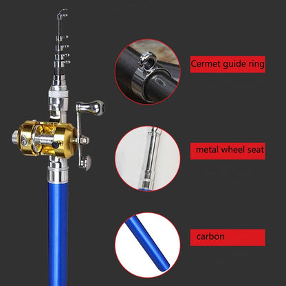 Outdoor Stream Portable Pocket Telescopic Mini Fishing Rod Pole with Reel Wheel