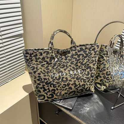 Chic Preppy-Style Large Capacity Tote Bag - Lightweight PVC & Kraft Paper with Magic Tape Closure for Women'S Fashion