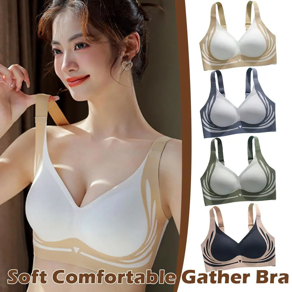New Soft Sexy Underwear Women Bra Wireless Gathered Comfort V Brassiere Push up Lingerie Bralette for Women Seamleass Bras