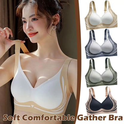 New Soft Sexy Underwear Women Bra Wireless Gathered Comfort V Brassiere Push up Lingerie Bralette for Women Seamleass Bras