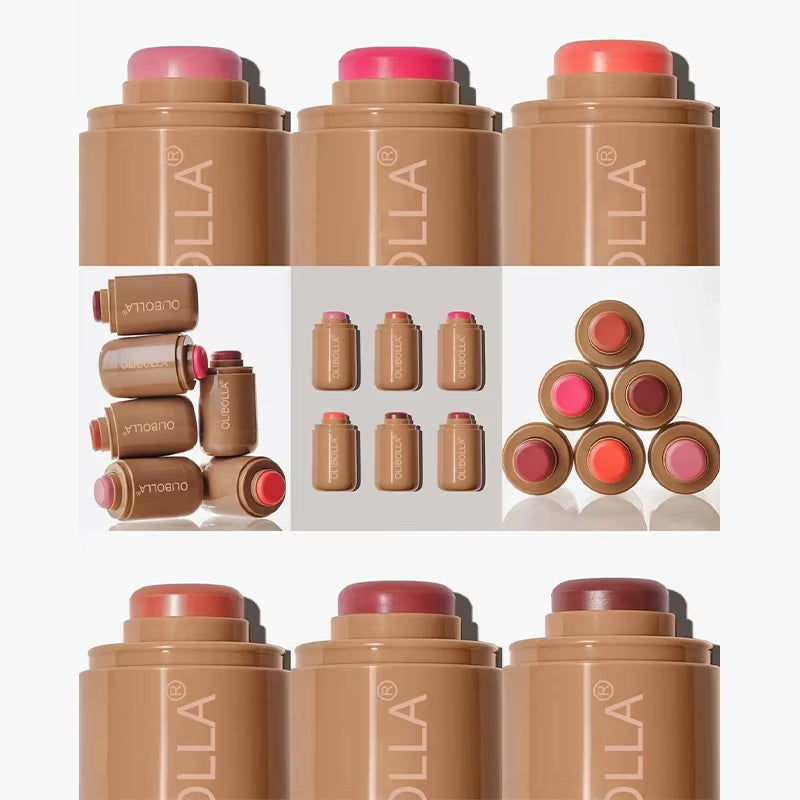 Magic Blush Stick 3-In-1 Cheek Lip Tinted Moistured Blush Stick Silky Brighten Blush Cream Blusher Cosmetics Tubes Matte Contour